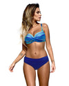 Sky Blue Twisted Bust Striped Bikini Set - 2XL