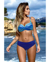 Sky Blue Twisted Bust Striped Bikini Set - 2XL