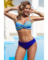 Sky Blue Twisted Bust Striped Bikini Set - 2XL