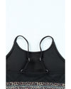 Azura Exchange Black Rose Leopard Mesh Trim 2pcs Bikini Swimsuit - S