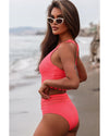 Azura Exchange Pink Scalloped Criss Cross High Waist Bikini - S