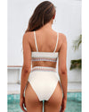 White Textured Contrast Banding Bikini High Waist 2pcs Swimsuit - XL