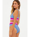 Light Blue Colorblock High Waisted Bikini Swimsuit - L