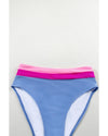 Light Blue Colorblock High Waisted Bikini Swimsuit - L