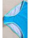 Blue Contrast Trim Crisscross Back High Waisted Bikini - M
