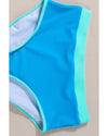 Blue Contrast Trim Crisscross Back High Waisted Bikini - S