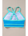 Blue Contrast Trim Crisscross Back High Waisted Bikini - XL