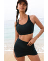 Black Crossover Bikini Tank and Skort Swimwear - M