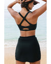 Black Crossover Bikini Tank and Skort Swimwear - XL