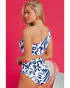 Blue Printed One-shoulder High Waisted Bikini - XL