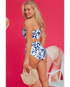 Blue Printed One-shoulder High Waisted Bikini - XL