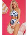 Blue Printed One-shoulder High Waisted Bikini - XL