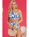 Blue Printed One-shoulder High Waisted Bikini - XL