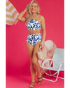 Blue Printed One-shoulder High Waisted Bikini - XL