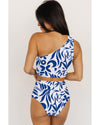 Blue Printed One-shoulder High Waisted Bikini - XL