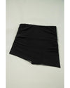 Black Pleated Mesh One Shoulder Bikini Top and Skirts Set - L