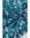 Blue Floral Print Smocked Cute Bikini Set - M