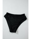Black Sheer Mesh Edged Halter V Neck Push Up Bikini - M