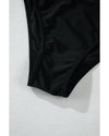 Black Sheer Mesh Edged Halter V Neck Push Up Bikini - M
