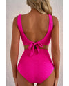 Rose Red Gold Shell Decor Wire-free Knotted 2pcs Bikini Swimsuit - M