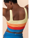 Blue Colorblock Square Neck Top Pleated High Waisted Bikini - 2XL