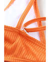 Orange Adjustable Straps Ribbed Knit One Piece Swimsuit - XL