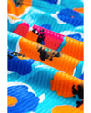 Sky Blue Orange Adjustable Straps Ribbed Knit One Piece Swimsuit - 2XL