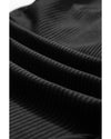 Black Ribbed Drawstring Sides Cutout One Piece Swimsuit - S