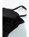 Black Ribbed Drawstring Sides Cutout One Piece Swimsuit - S