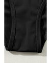 Black Contrast Trim Colorblock U Neck One Piece Swimwear - XL