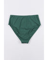 Blackish Green Ruched U Neck Ribbed Tankini - L