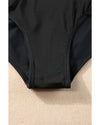 Black Ruffled Trim Ruched One Piece Bathing Suit - XL