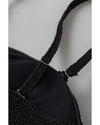 Black Geometric Trim High Waist Strapless One Piece Swimsuit - S