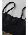 Black Geometric Trim High Waist Strapless One Piece Swimsuit - S