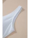 White Asymmetric Ruffle Trim Tie Waist One Piece Swimsuit - L