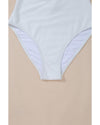 White Asymmetric Ruffle Trim Tie Waist One Piece Swimsuit - L