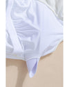 White Asymmetric Ruffle Trim Tie Waist One Piece Swimsuit - M