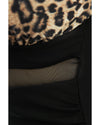 Brown Leopard Mesh Insert V Neck High Waist Monokini - S