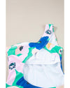 Green Floral Print Ruched Cut Out One Shoulder Monokini - M