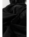 Black Elastic Neckline Short Sleeve One Piece Swimsuit - M