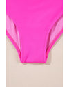 Bright Pink Cut out Twist Bowknot Backless One Piece Swimsuit - L