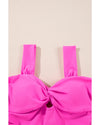 Bright Pink Cut out Twist Bowknot Backless One Piece Swimsuit - XL