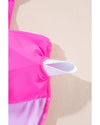 Bright Pink Cut out Twist Bowknot Backless One Piece Swimsuit - XL