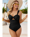 Black Cut out Twist Bowknot Backless One Piece Swimsuit - 2XL