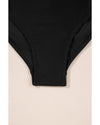 Black Beaded Spaghetti Straps Ruched Overlapped Colorblock One Piece Swimsuit - S