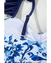 Blue Cutout Ruffled Spaghetti Strap One-Piece Swimwear - M