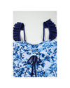 Blue Cutout Ruffled Spaghetti Strap One-Piece Swimwear - M