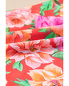 Red Floral Ruffle Trim Cutout Knotted One Piece Swimsuit - 2XL