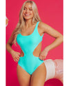 Purple Abstract Geometry Print Daring Cutout Reversible One Piece Swimsuit - S