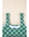 Green Checkered Print Square Neck Cropped Swim Top - 2XL